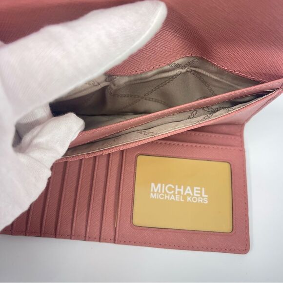 Michael Kors Women's Pebble Leather Trifold Wallet Rose - Picture 6 of 8